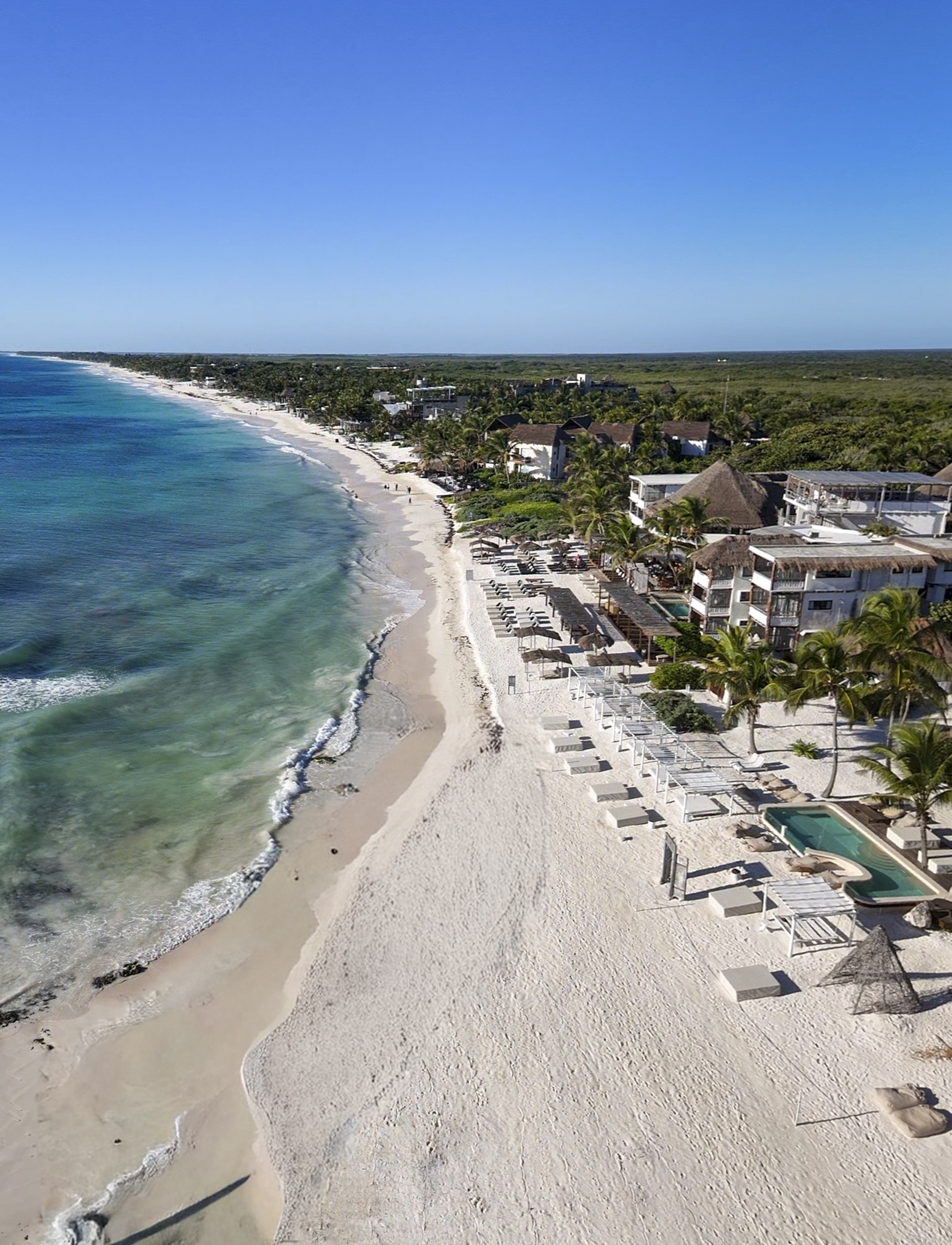 Tulum's Beach Zone — aerial view of the coast