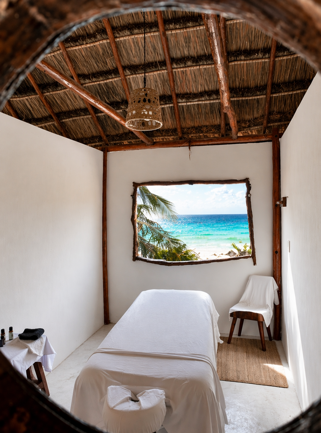 Spa treatment room with ocean view at Chi Ka Tulum