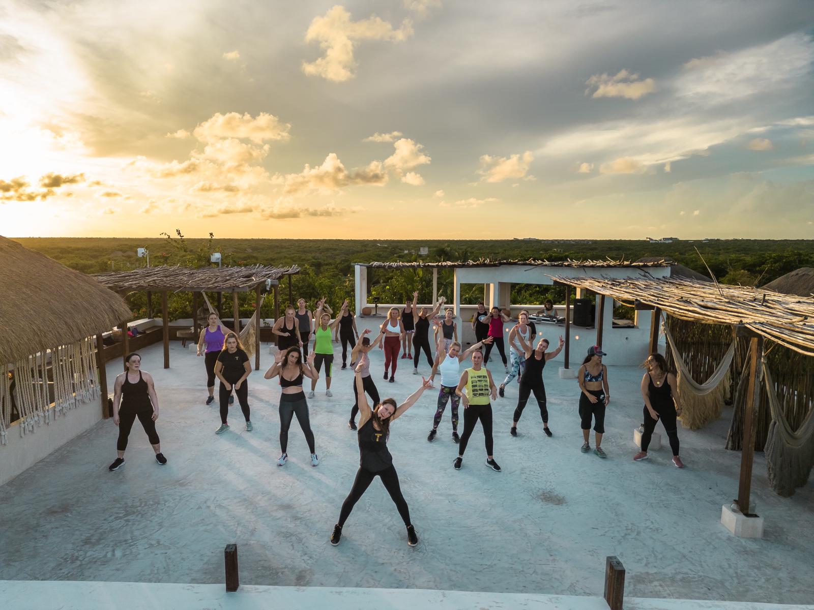 Rooftop fitness class at Chi Ka Tulum
